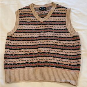 Bonobos Men's V-Neck Striped Sweater Vest - Beige, Black, Red, Green